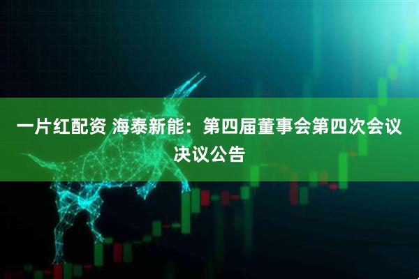 一片红配资 海泰新能：第四届董事会第四次会议决议公告