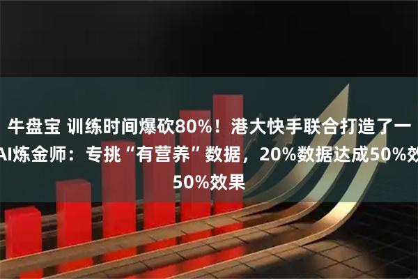 牛盘宝 训练时间爆砍80%!港大快手联合打造了一个AI炼金师:专挑“有营养”数据,20%数据达成50%效果